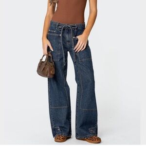 EDIKTED Funky Stitch Low Rise Jeans